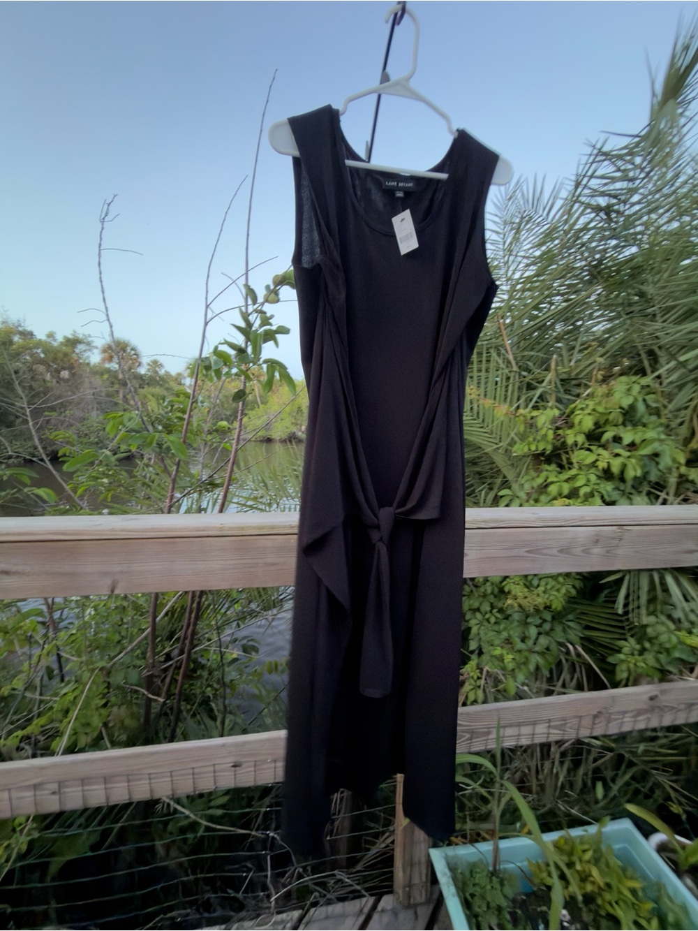 Lane Bryant Black Sleeveless Tie-Front Midi Dress with Front Knot - Picture 2 of 4